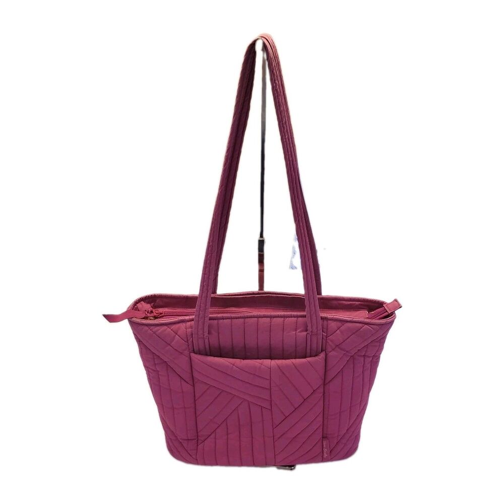 Vera Bradley Dark Raspberry Medium Vera Tote Bag Quilted Double Handle Purse